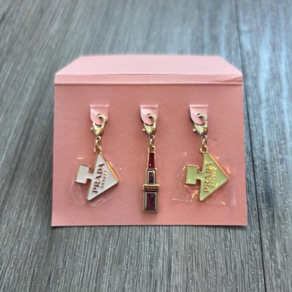 Prada Beauty Lip Charm Set New in Black Prada Dustbag. 3-piece set.